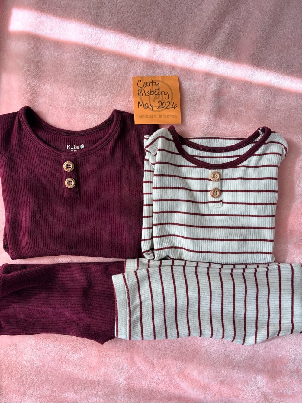 Kyte BABY Burgundy and Burgundy Striped Pajama Set